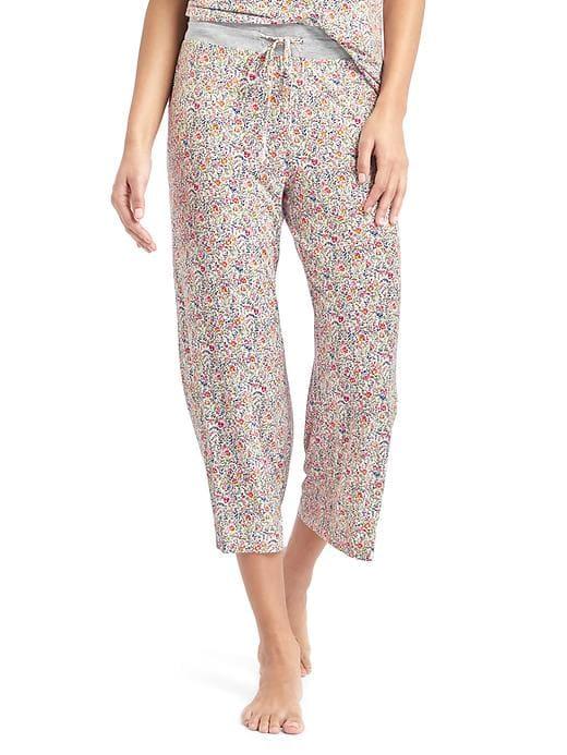 Gap Women Mix And Match Print Crop Sleep Pants - Preppy Blooms Milk