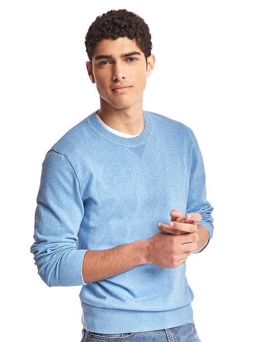 Gap Men Cotton Crewneck Sweater - Light Blue Heather