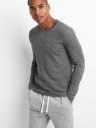 Gap Men Double Face Long Sleeve Tee - Charcoal Heather