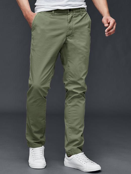 Gap Men Slub Twill Pants Slim Fit - Desert Cactus
