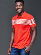 Gap Men Even Stripe Pique Polo - Red Stripe