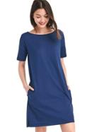 Gap Women Boatneck Tee Dress - Blue
