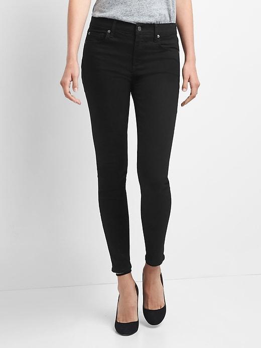 Gap Women Mid Rise True Skinny Jeans - Solid Black