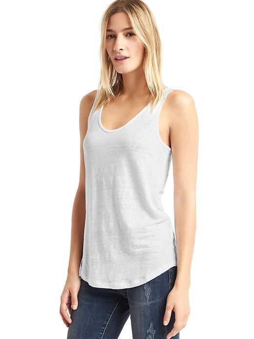 Gap Women Linen Scoop Tank - Optic White