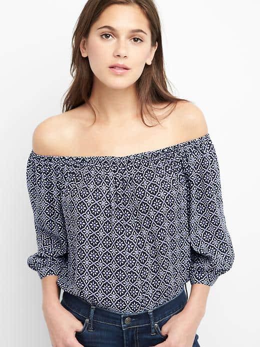 Gap Women Drapey Off Shoulder Top - Navy