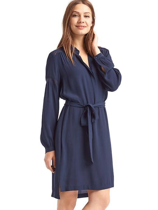 Gap Women Lace Trim Shirtdress - Dark Night