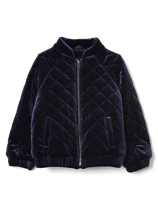 Gap Quilted Velvet Flight Jacket - Dark Night