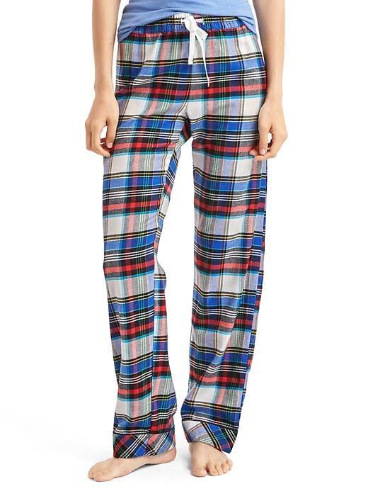 Gap Women Lodge Flannel Sleep Pants - Blue White Plaid