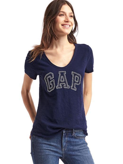 Gap Women Bead Embellished Logo Tee - Dark Night