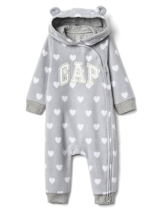 Gap Pro Fleece Logo Bear Zip One Piece - Light Heather Gray