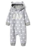 Gap Pro Fleece Logo Bear Zip One Piece - Light Heather Gray