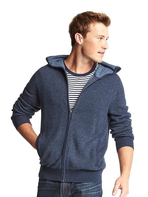 Gap Men Soft Full Zip Hoodie - Navy Heather