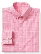 Gap Men Stretch Poplin Mini Gingham Standard Fit Shirt - Hot Pink