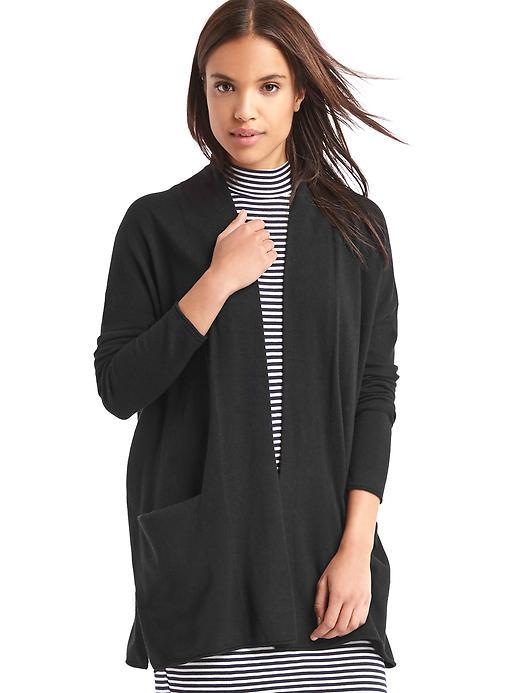 Gap Women Solid Open Front Cardigan - True Black