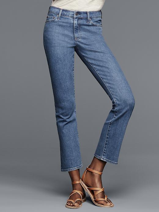 Gap Women Authentic 1969 Destructed Crop Kick Jeans - Light Indigo
