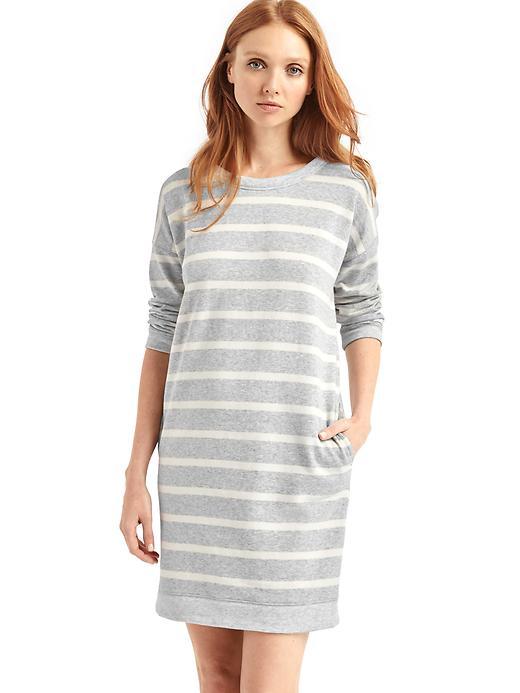 Gap French Terry Shift Dress - Grey Stripe