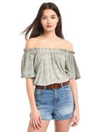 Gap Women Linen Off Shoulder Top - Heather Grey