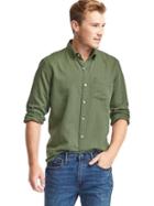Gap Men Linen Cotton Standard Fit Shirt - Desert Cactus