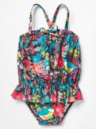 Gap Floral Skirt Swim One Piece - Blue Floral