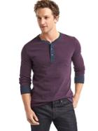 Gap Men Jacquard Long Sleeve Henley - Red/navy