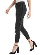 Gap Women Mid Rise Velvet Stripe True Skinny Ankle Jeans - Solid Black