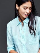 Gap Women Linen Boyfriend Shirt - Daybreak Blue