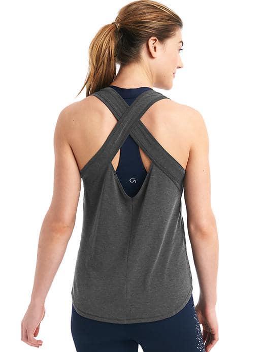 Gap Women Gapfit Breathe Crossback Tank - Charcoal Gray