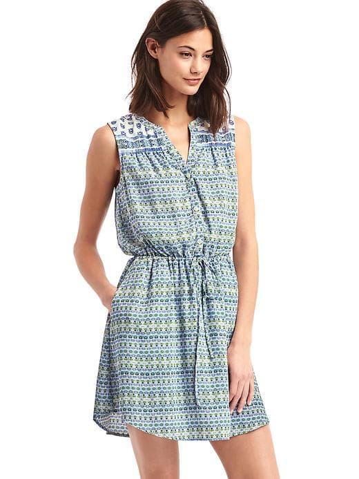 Gap Women Medallion Shirt Dress - Blue Floral