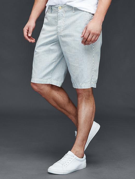 Gap Men Everyday Railroad Stripe Shorts 12 - Light Blue