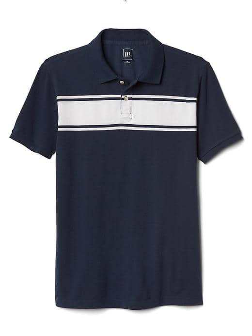 Gap Men Short Sleeve Stripe Pique Polo - Tapestry Navy