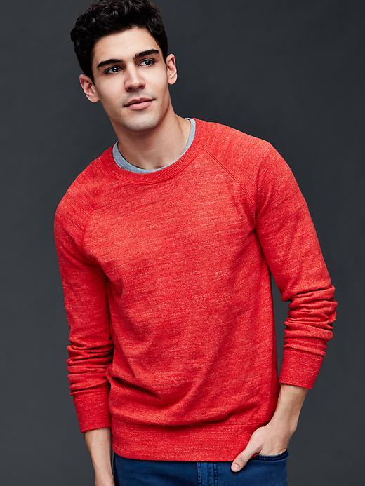 Gap Men Linen Cotton Crew Pullover - Red Heather