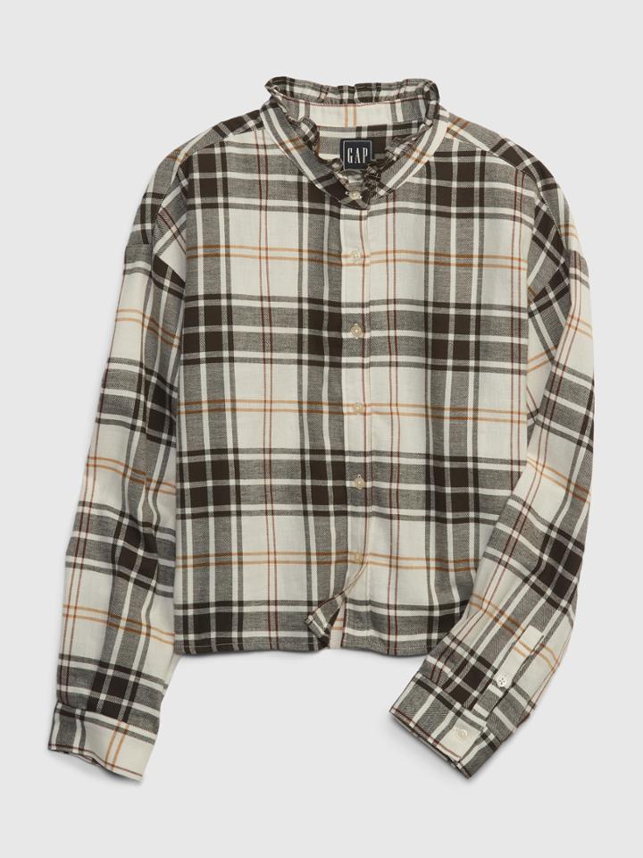 Kids Ruffle Plaid Shirt