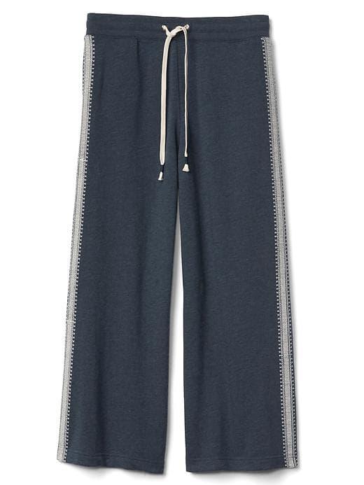 Gap Women Wide Leg Crop Embroidered Joggers - True Indigo