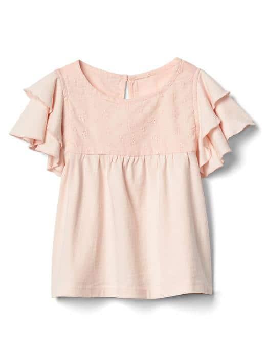 Gap Eyelet Keyhole Flutter Top - Pink Blush