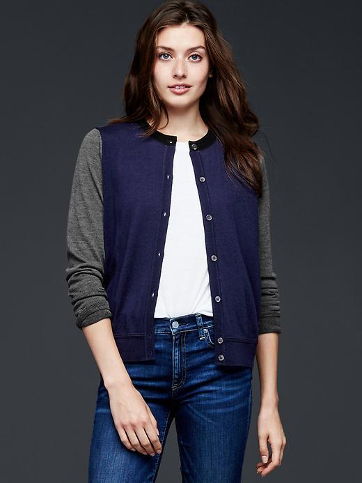 Gap Women Colorblock Merino Cardigan - Dark Night