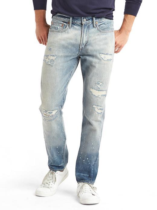 Gap Men Original 1969 Vintage Destructed Slim Fit Jeans - Light Wash