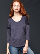 Gap Women Lace Trim Scoopneck Top - Blackberry Wine