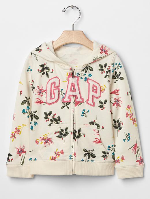 Gap Floral Logo Zip Hoodie - Ivory Frost