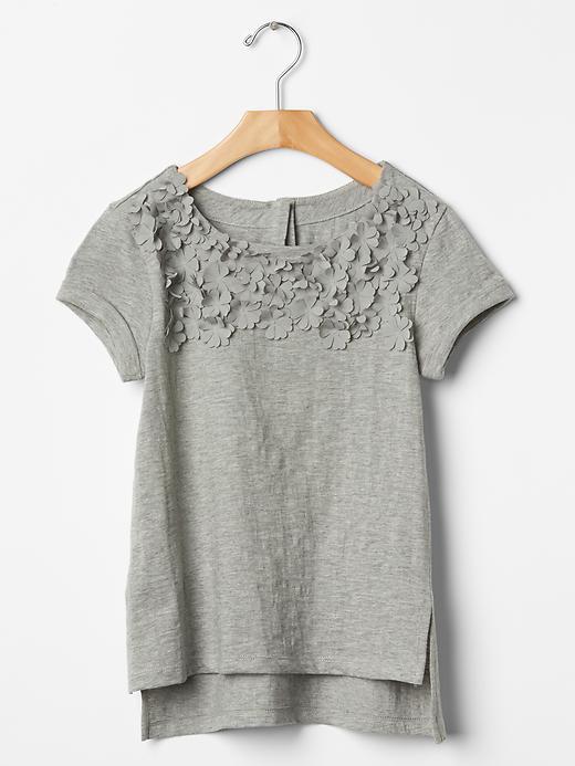 Gap Floral Neckline Tee - Light Heather Gray
