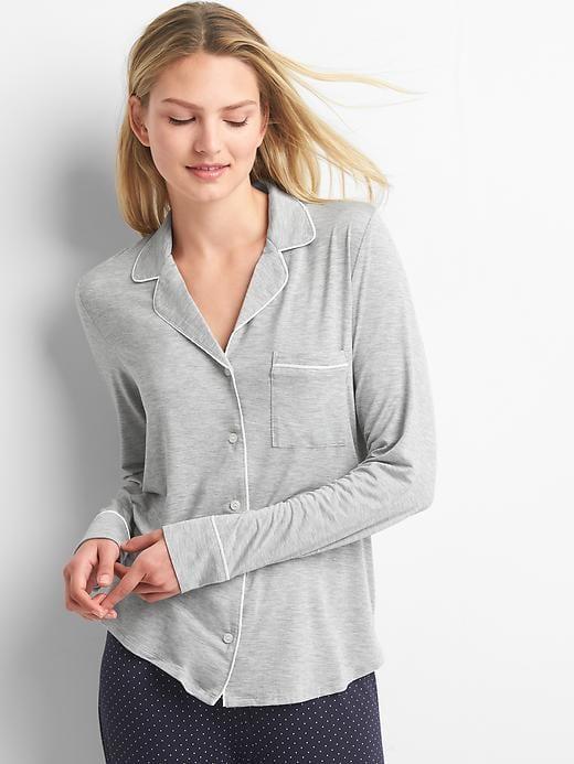 Gap Women Pure Body Lightweight Sleep Shirt - Light Heather Gray