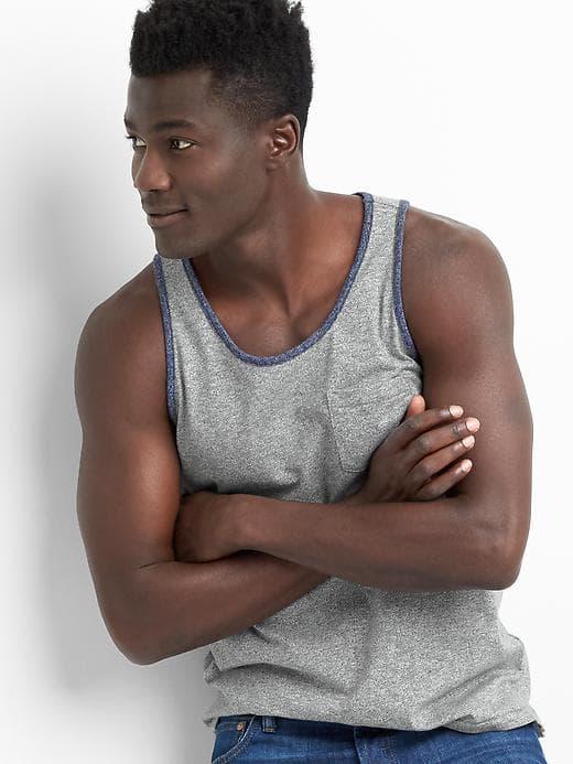 Gap Men Marled Pocket Tank - Medium Grey Heather