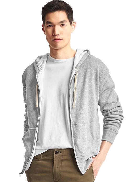 Gap Men Sueded Zip Hoodie - Light Heather Gray