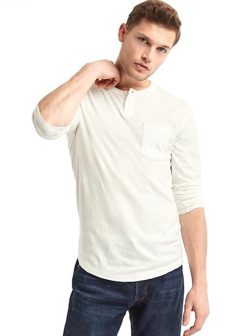 Gap Men Slub Jersey Pocket Henley - New Off White