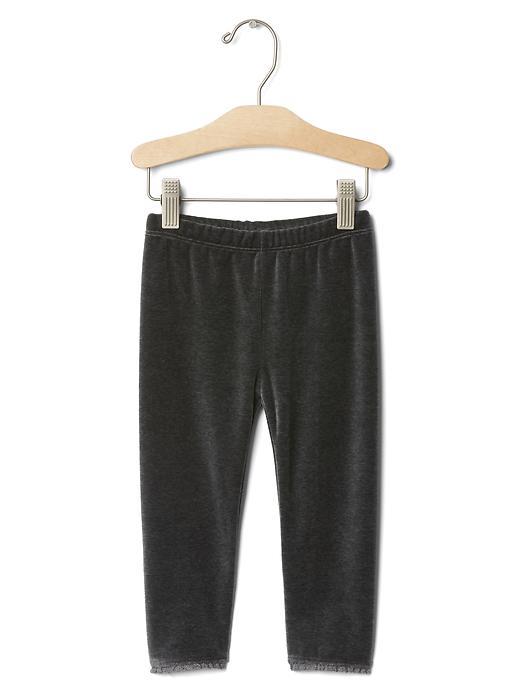 Gap Lace Trim Velour Leggings - Graphite