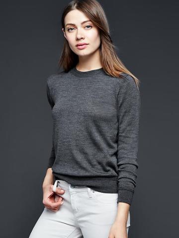 Gap Women Merino Crewneck Sweater - Dark Charcoal
