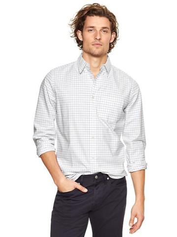 Gap Modern Oxford Checkered Shirt - White