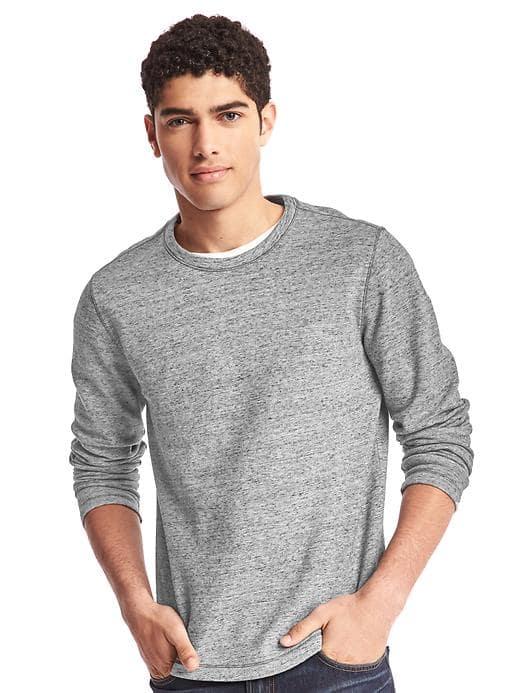 Gap Men Spacedye Pique Long Sleeve Tee - Charcoal Heather