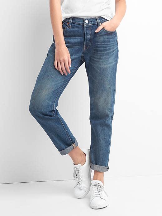 Gap Mid Rise Boyfriend Jeans - Dark Indigo