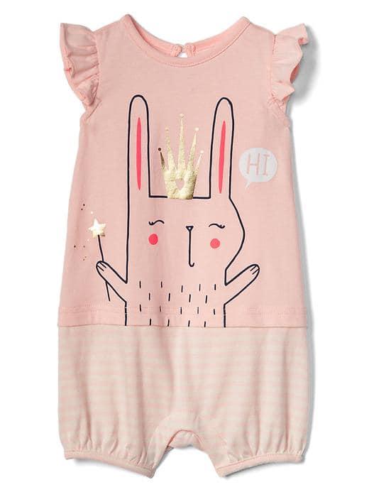 Gap Graphic Double Layer Flutter Shorty One Piece - Pink Cameo