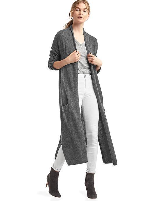 Gap Women Cozy Wool Blend Duster Cardigan - Charcoal